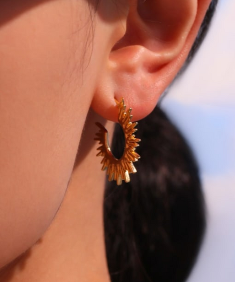 Aretes Elios en Acero Inoxidable y Chapa Oro 18K