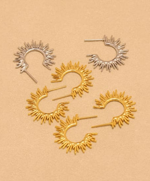 Aretes Elios en Acero Inoxidable y Chapa Oro 18K