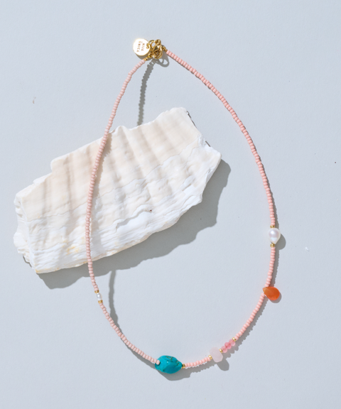 Collar Armonía con Turquesa, Cuarzo, Cornalina y Perlas de Agua Dulce - Hija Única