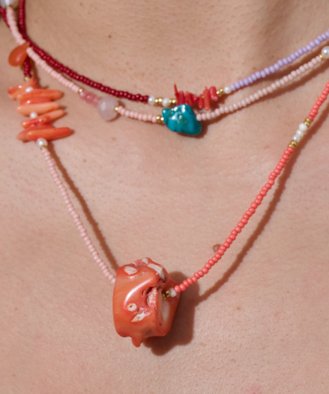 Collar Armonía con Turquesa, Cuarzo, Cornalina y Perlas de Agua Dulce - Hija Única
