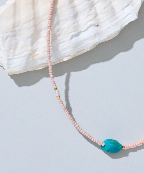 Collar Armonía con Turquesa, Cuarzo, Cornalina y Perlas de Agua Dulce - Hija Única