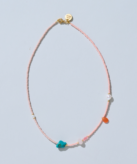 Collar Armonía con Turquesa, Cuarzo, Cornalina y Perlas de Agua Dulce - Hija Única