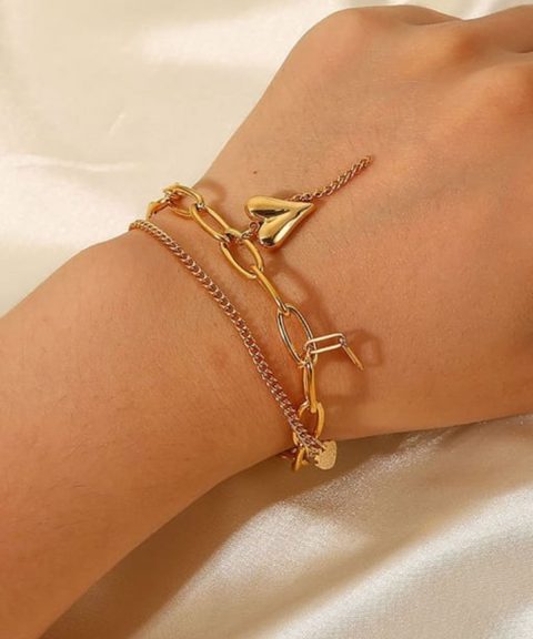 Pulsera Corazón en Chapa de Oro de 18k