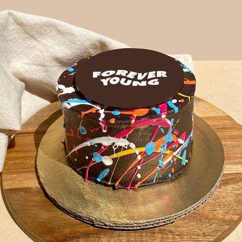Pastel de Cumpleaños de Chocolate Forever Young, Diseño Pollock