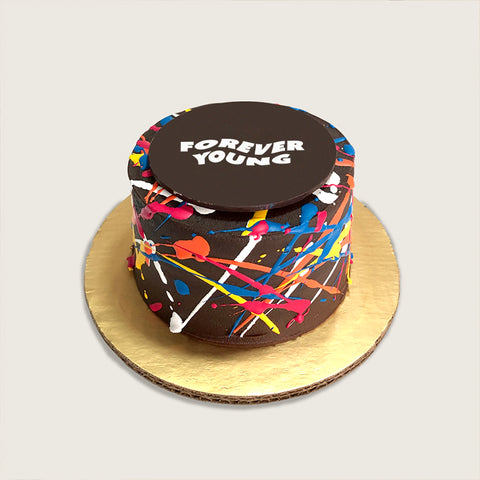 Pastel de Cumpleaños de Chocolate Forever Young, Diseño Pollock