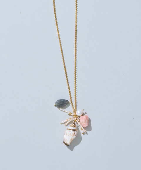 Collar Arrecife con Perlas Agua dulce, Labradorita, Cuarzo y Caracol - Hija Única
