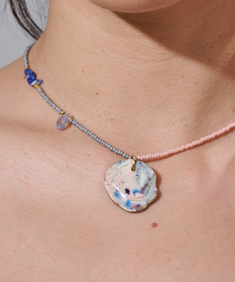Collar Dije de Cerámica, Lapislázuli y Labradorita - Hija Única