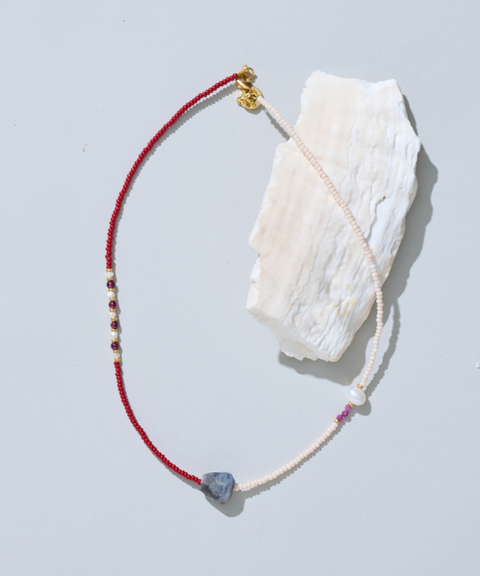 Collar Fuego con Labradorita, Rubís, Granate y Perlas de Agua Dulce - Hija Única