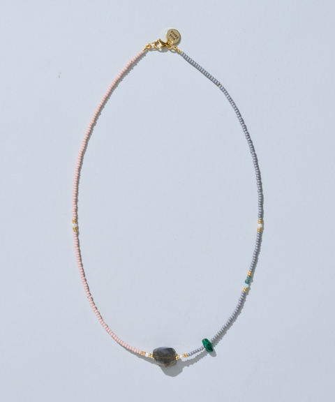 Collar Labradorita Facetada y Esmeralda - Hija Única