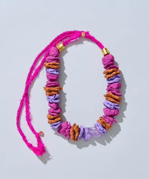 Collar Barragán Multicolor en Papel Maché y Seda - Hija Única