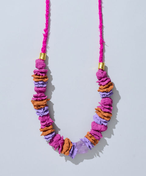 Collar Barragán Multicolor en Papel Maché y Seda - Hija Única