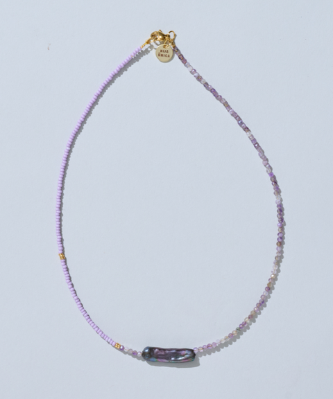 Collar Victoria con Perla de Agua Dulce Azul y Ágatas - Hija Única