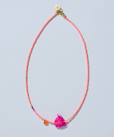Collar Jaipur con Seda, Rubís y Cornalina - Hija Única