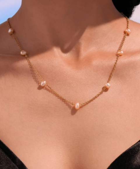 Collar Perlas Naturales Rosa