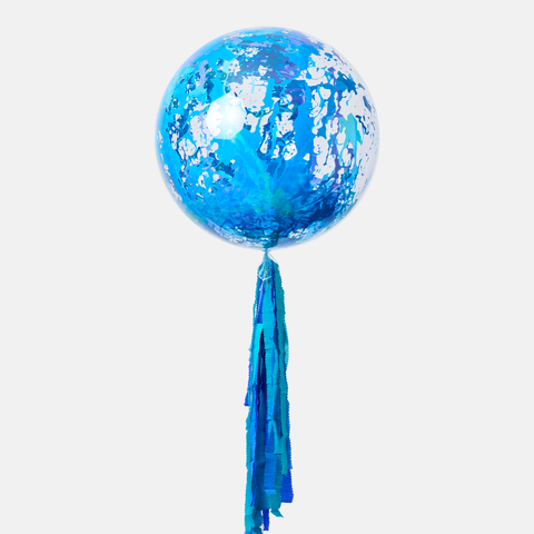 Globo Burbuja Gigante Pintura Splash Azul/Turquesa y Guirnalda