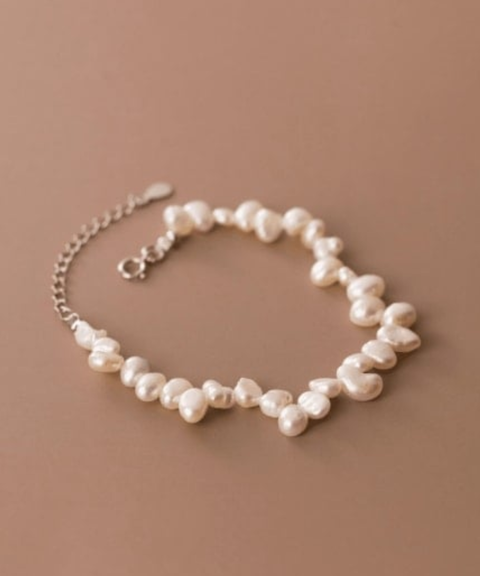 Pulsera Agua Dulce, con Perlas Naturales y Plata .925
