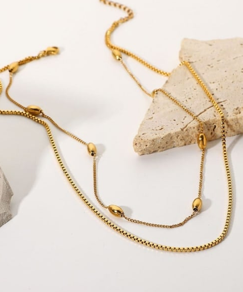 Collar Deseos en Acero Inoxidable y Chapa Oro 18K