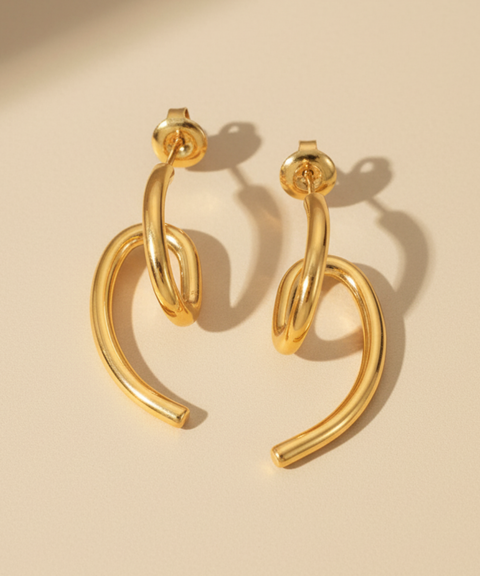 Aretes Serpentinas – Acero Inoxidable con Chapa de Oro 18K