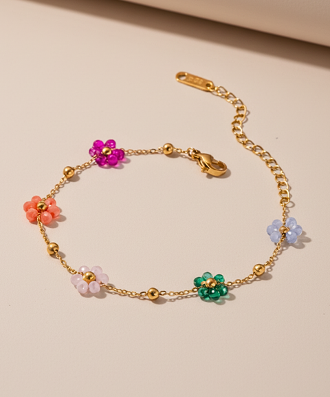 Pulsera Fiore en Acero Inoxidable y Chapa Oro 18K