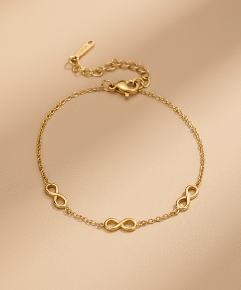 Pulsera Infinito en Acero Inoxidable y Chapa Oro 18K