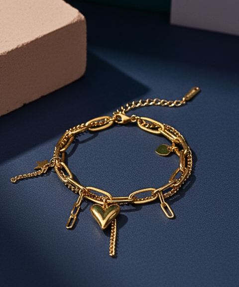 Pulsera Corazón en Chapa de Oro de 18k