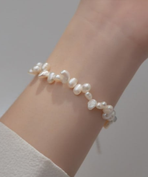 Pulsera Agua Dulce, con Perlas Naturales y Plata .925
