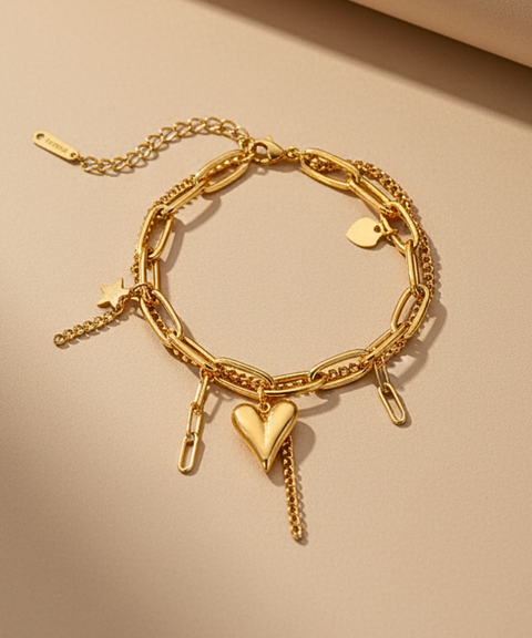 Pulsera Corazón en Chapa de Oro de 18k