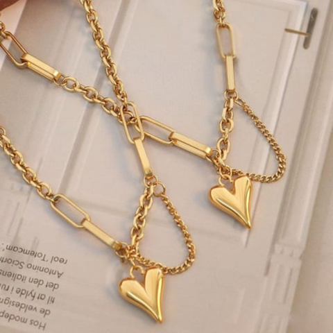 Collar Chained Love, Chapa de Oro 18k