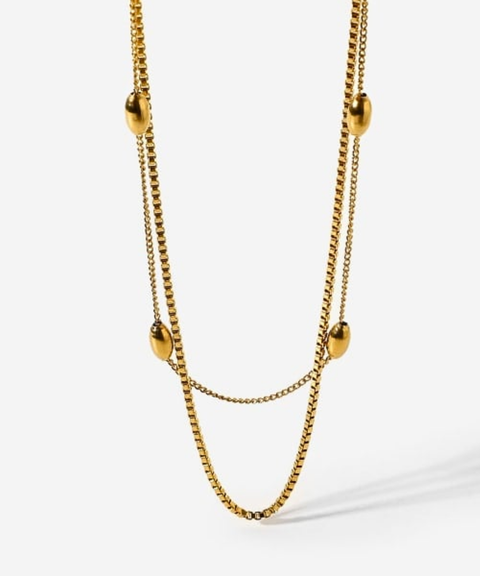 Collar Deseos en Acero Inoxidable y Chapa Oro 18K