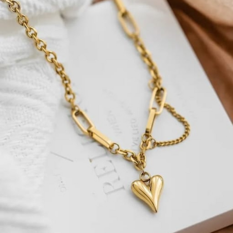 Collar Chained Love, Chapa de Oro 18k