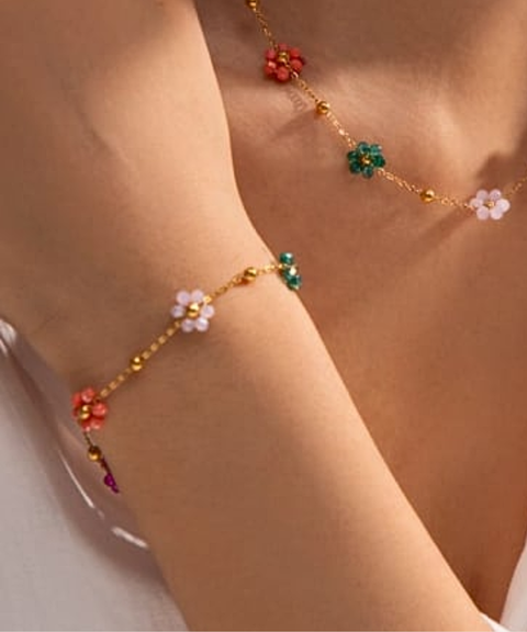 Pulsera Fiore en Acero Inoxidable y Chapa Oro 18K