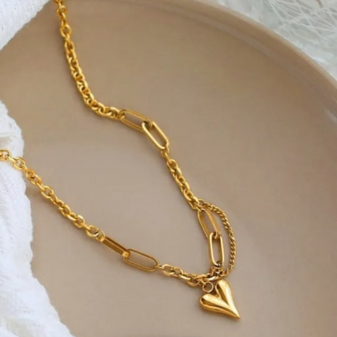 Collar Chained Love, Chapa de Oro 18k