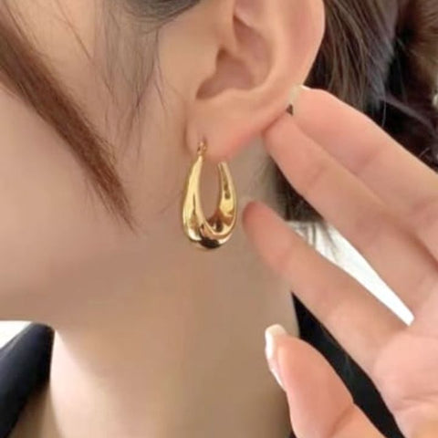 Arracadas Luisa en Acero Inoxidable y Chapa Oro 18 K