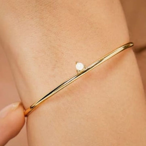 Brazalete HOPE en Latón con Chapa de Oro de 18K y un Ópalo