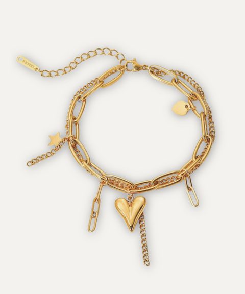 Pulsera Corazón en Chapa de Oro de 18k