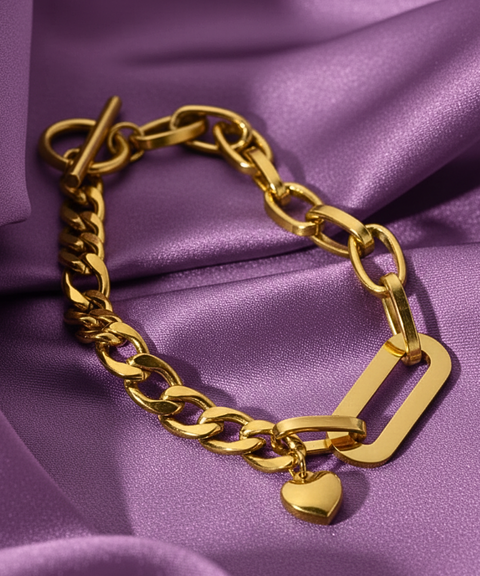 Pulsera Lucía en Acero Inoxidable y Chapa Oro 18K