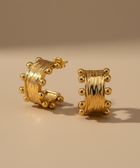 Aretes Crown – Acero Inoxidable con Chapa de Oro 18K