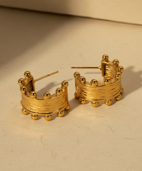 Aretes Crown – Acero Inoxidable con Chapa de Oro 18K