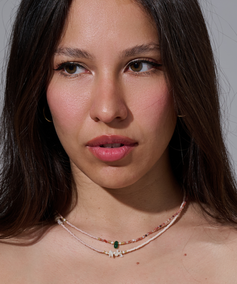 Collar Esmeralda y Ágatas - Hija Única