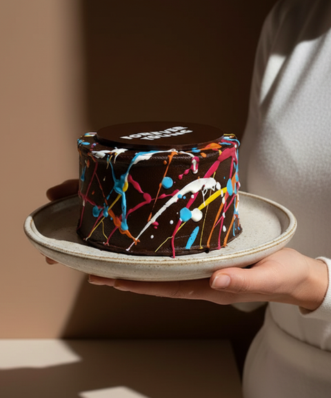 Pastel de Cumpleaños de Chocolate Forever Young, Diseño Pollock