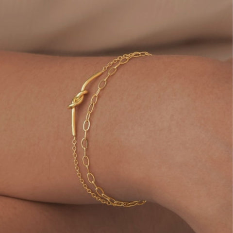 Pulsera Infinito en Acero Inoxidable y Chapa Oro 18K