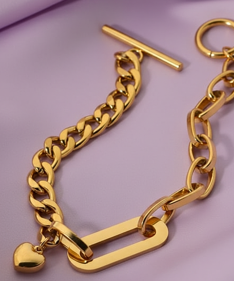 Pulsera Lucía en Acero Inoxidable y Chapa Oro 18K