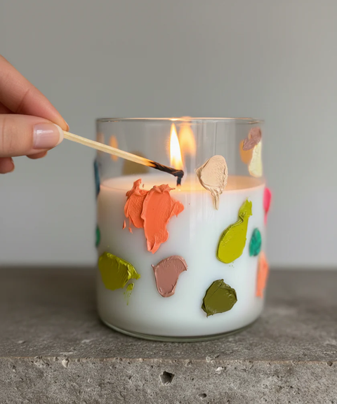 Vela de Soya Atelier con Base de Vidrio Pintada a Mano