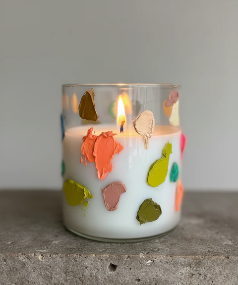 Vela de Soya Atelier con Base de Vidrio Pintada a Mano