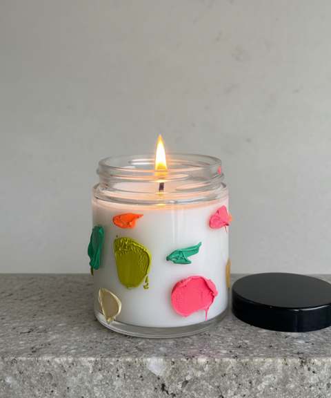 Vela de Soya Atelier con Base de Vidrio Pintada a Mano - Edición Viaje